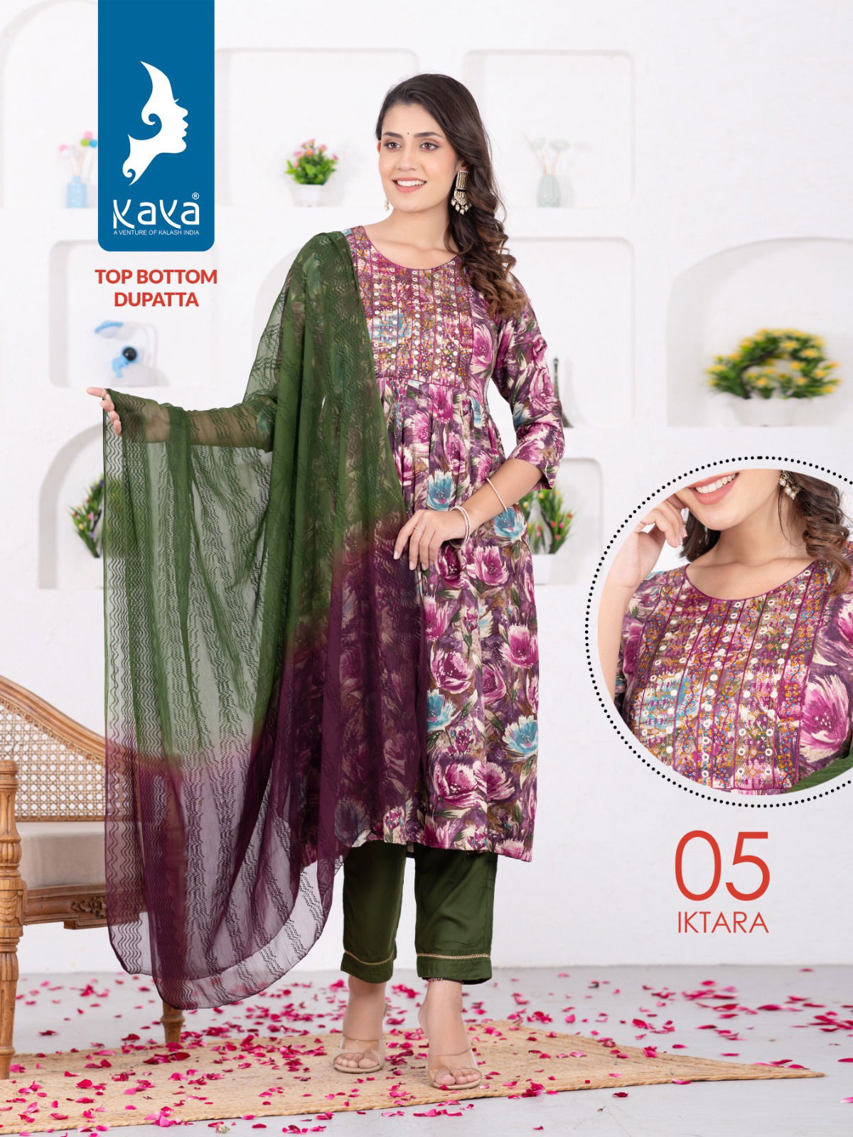 Iktara By Kaya Rayon Nyra Cut Printed Readymade Suits Catalog